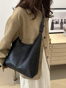 Fashionable Large Capacity Shoulder Tote Bag For Women, Design - Black - View 9