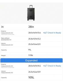 New 28/30 Inch Trunk Luggage, Expandable PC Hard Shell Large  Checked  Suitcase With Shock - Absorbing Wheels & TSA Lock - 黑色 - 查看 10