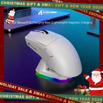  ATTACK SHARK X11 Lightweight Wireless Gaming Mouse With RGB Backlight Charging,Tri-Mode-2.4G/USB-C Wired/BT,Up To 22K DPI,PAW3311 Optical Sensor,HUYU Switch, 5 Programmable Buttons For PC