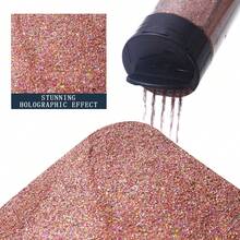 80克/2.85盎司全息超细闪粉，1/128英寸树脂亮片，适用于水杯、树脂工艺品、史莱姆、美甲、节日装饰、圣诞饰品等。 - 玫瑰金 - 查看 2