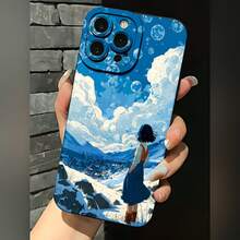2026 nueva funda de teléfono esmerilada, funda de teléfono con impresión artística de cielo y nubes para  17 14 Pro Max  17 13 Pro  17 12  Galaxy S23 S22 S21 protector de teléfono funda de pareja regalo para novio novia regalo de San Valentín cumpleaños - Blanco antiguo - Ver 3