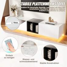 Modern TV Stand In Contrasting Black And White, With A Simple Design Featuring Drawers And Open Compartments. Sturdy, Durable, And Easy To Clean: It Adds A Modern Touch To Your Living Room. - White - View 7