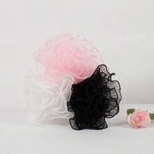 1 Roll 28cm*4 Yards White Ruffled Organza Ribbon, Transparent Decorative Ribbon For Wedding Trim & Party Decoration, Perfect For Valentine's Day Gift Wrapping, Romantic DIY Craft Ribbon For Holiday Decor - White - View 10