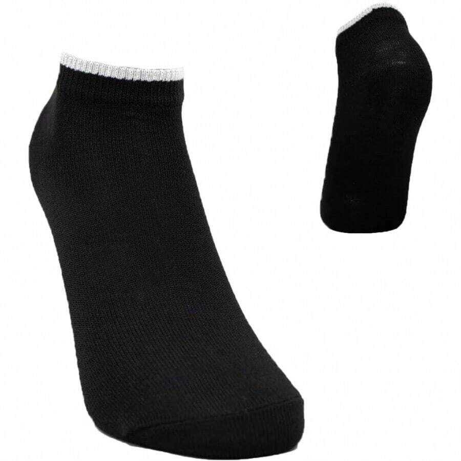 10 piezas Tin para Mujer Sin Felpa Color Negro Filo Blanco, Talla 23 - 25, C9867 - inicial - Ver 1