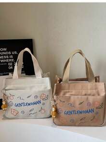 2025 New Canvas Tote Bag For Women, Large Capacity Commuter Handbag, Simple Design For College Students, Shoulder Bag - Multicolor - View 6