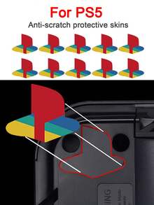 12pcs/Set Red Flag Pattern P5 Logo Gaming Console Stickers, Dust-Proof And Wear-Resistant