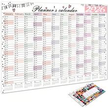 2026 年日历，大号卡哇伊待办事项清单计划器，目标日程安排器，大号多月可重复使用海报