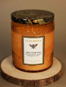 1 pieza Vela de cristal grabada, vela con taza con girasol en relieve, vela perfumada, vela decorativa, vela de cera de soja, regalo para la mejor amiga, regalo para ella, vela para decoración del hogar - Multicolor - Ver 7