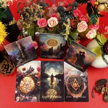 4.72*2.76 Inch Tarot Cards With Guidebook, Cosmic Moon Design, Standard Size Suitable For Beginners, Ancient Board Game, Family, Outdoor Camping, Party Entertainment - 4.72*2.76 Inches (with Rails) - View 10