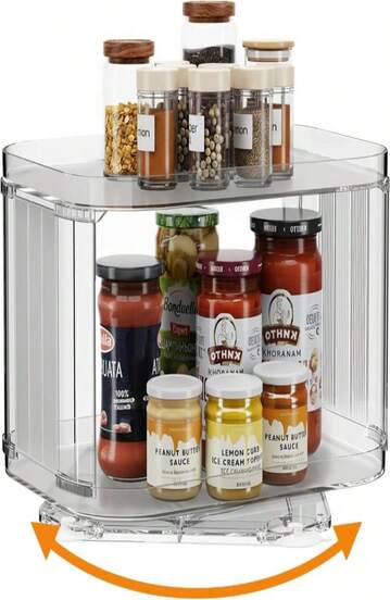 FIRJOY Lazy Susan Turntable For Refrigerator, Square Turntable Organizer For Fridge Cabinet, Pantry, Countertop | 165" X 111" (Rectangle 1 Pack - Clear)