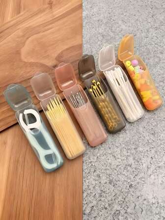 1/4pcs Random Floss Case - Leak-Proof Travel Pill Organizer With Transparent Lid, Lightweight Storage For Dental Care, On-The-Go Use (Travel/Home/Office/Outdoor)