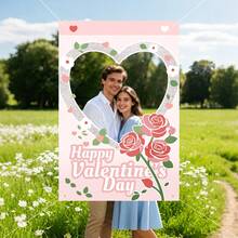 1 set di cornici portafoto a forma di cuore e fiore di rosa con decorazioni di diamanti per la festa di San Valentino, per uso interno ed esterno - Multicolore - Visualizzare 14