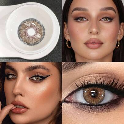 1 par de lentes de contacto de color natural suaves, reemplazo anual, diámetro de 14.5mm, adecuados para citas o uso diario, lentes de contacto cosméticos cómodos y naturales