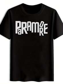 Camiseta negra para hombres con estampado gráfico ;PRAMRE; diseño de banda de rock vintage. Cuello redondo de manga corta. Poliéster ligero. Perfecto para el verano. Viaje. Playa. y Ropa Casual. Camiseta de playa, camiseta gráfica llamativa, ajuste cómodo. Camiseta de rock - Negro - Ver 1