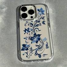 1pc Fashionable Premium Minimalist,Artistic Blue Flower TPU Protective Case |   Shockproof Phone Cover |   Scratch-Resistant Transparent Case Compatible With  7 / X / XS / 11 Series And  12 / 13 / 14 / 15 / 16 Models.,[Local Warehouse Fast Shipping] Series Waterproof Shockproof Scratch Resistant - Kiểu 1 (1 cái) - Xem 7