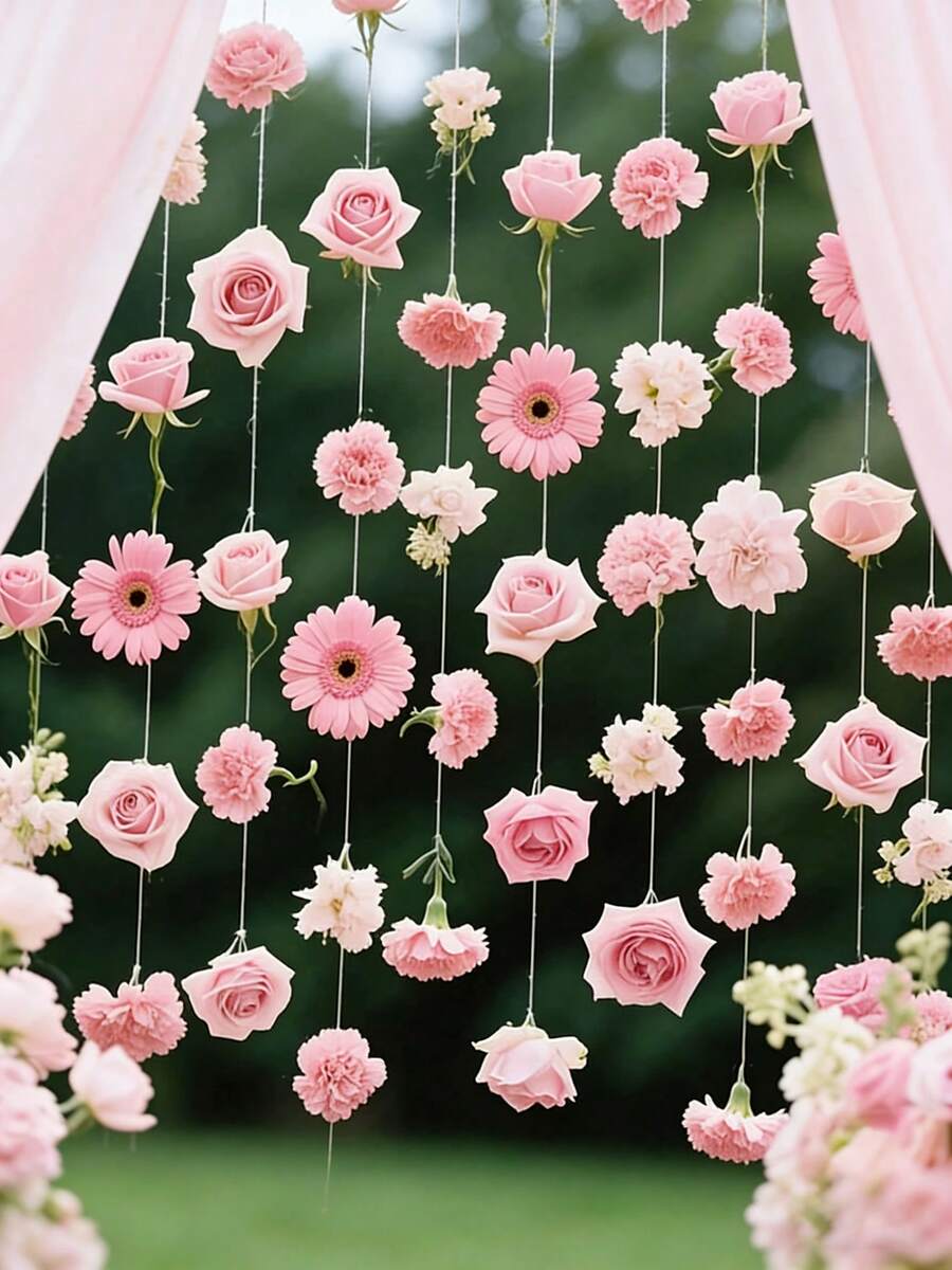 MEHELANY Bộ 30 vòng hoa treo, nguyên liệu tự làm vòng hoa, đồ trang trí mặt dây chuyền hoa nhân tạo, thích hợp để treo tường hoa, trang trí phòng cưới, sinh nhật, lễ tốt nghiệp, nhà cửa, trang trí cổng vòm tiệc cưới mùa xuân hè (Bộ vòng hoa tự làm) (Đường kính đầu hoa ngẫu nhiên 3-8cm)