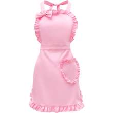 2pcs/Set Adjustable Cute Heart Pocket Apron, Suitable For Household, Work, Baking, Cooking, Gift For Women & Girls, Pink - Pink - View 2