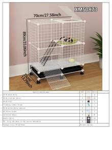 Movable Small Animal Cage With Tray, Indoor Kitten Villa, Non-Occupying Small Cat Cabinet With Wheels - Multicolor - View 17