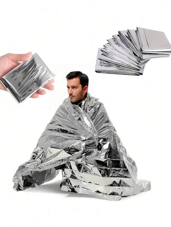 Lightweight Outdoor Camping Thermal Emergency Blanket Waterproof Windproof Survival Blanket Effective For Retaining Body Heat Reflective For High Visibility Suitable For Camping Hiking Trekking Mountaineering Survival All-Season For Men Women Outdoor Enthusiasts Camping Essential Gear Survival Gear