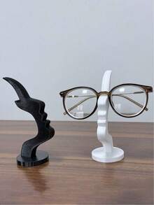 2个独特弧形眼镜框支架，艺术收纳方案，提升桌面或床头柜装饰，实用简约黑色设计，时尚眼镜架，时尚眼镜盒，眼镜收纳盒 - 彩色 - 查看 2