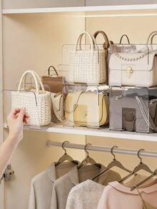 1个透明塑料袋收纳分隔架，亚克力衣柜架，手提包收纳架，透明袋收纳架 - 無色 - 查看 5