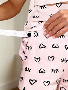 2pcs Women Breastfeeding Set Crew Neck Pullover Top & Cute Print Casual Comfortable Maternity Pajamas, Spring - Pink - View 6
