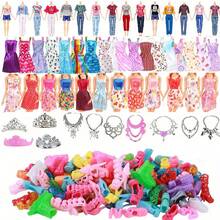 36pcs Doll Princess Costume And Accessories Set - Includes Dress, Shoes, Crown, Magic Wand For 29cm Doll | 40pcs Doll Princess Dress Up Costume Set - 5 Princess Dresses, 3 Fashion Tops, 3 Leggings, 2 Swimsuits And Headpieces, Magic Wand For 29cm Doll - Girls Toy Gift | Daily/Christmas Gift, Home Decor, Enjoy Endless Dress Up Fun (Doll Not Included)