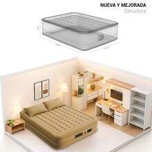 Shendy Vendy Heavy-Duty Queen-Size Inflatable Mattress With Air Pump - Champagne - View 4
