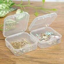 5pcs Transparent Minimalist INS Style Buckle Storage Boxes, Portable Mini Square Containers For Student/Office Desk Organizer - Clear - View 3