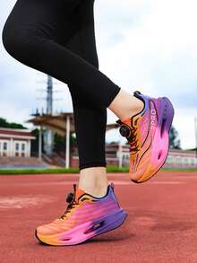 女士渐变色跑步鞋，旋钮式系带，透气舒适，轻便缓震，时尚运动休闲鞋，春夏款 - 紫微星 - 查看 6