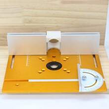 آلة تشذيب حواف النجارة C8 مع طاولة عمل قابلة للرفع، لوحة إدخال الراوتر من سبيكة الألومنيوم، طاولة التفريز مع لوحة مقلوبة وخطاف الدفع، منضدة منشار صغيرة للنجارة مع قاعدة ضغط لأسفل وطاولة عمل مقلوبة - أصفر - مشاهدة 5