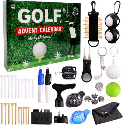 Golf Advent Calendar 2025 For Men, Unusual Men's Countdown Advent Calendars Including Golf Balls, Ball-Marker, Score Counter, Mens Adult Golfing Xmas, Teenage Boy
