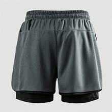 Women's Solid Color Round Neck Casual Sports Fitness Short Sleeve Shorts Set Summer - Dark Grey - View 5