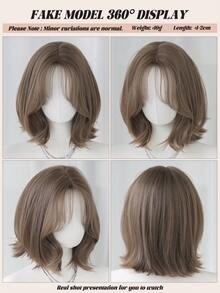 NAMM 12 英寸女士短卷发假发 - 适度时尚波浪假发帘，带刘海，棕色柔软丝滑耐热合成纤维假发，适合日常使用，非常适合节日音乐节庆祝活动 - 樱花庆典华丽派对街头服饰摄影使用