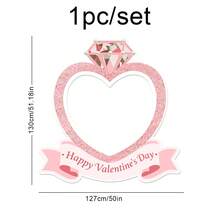 1 set di cornici portafoto a forma di cuore e fiore di rosa con decorazioni di diamanti per la festa di San Valentino, per uso interno ed esterno - Multicolore - Visualizzare 3