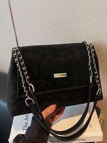 Bolsa De Ombro Feminina Retrô Em Pu Fosco, Estilo Outono/Inverno, Com Aba Elegante E Fecho Magnético. Bolsa Quadrada Com Design Europeu E Americano, Ideal Para Uso Diário, Viagens, Encontros E Compras. Grande Capacidade. - Multicolorido - Ver 4