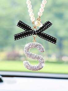 1件装汽车内饰挂件，黑色水钻蝴蝶结字母装饰，后视镜配件 - 均碼3 - 查看 20