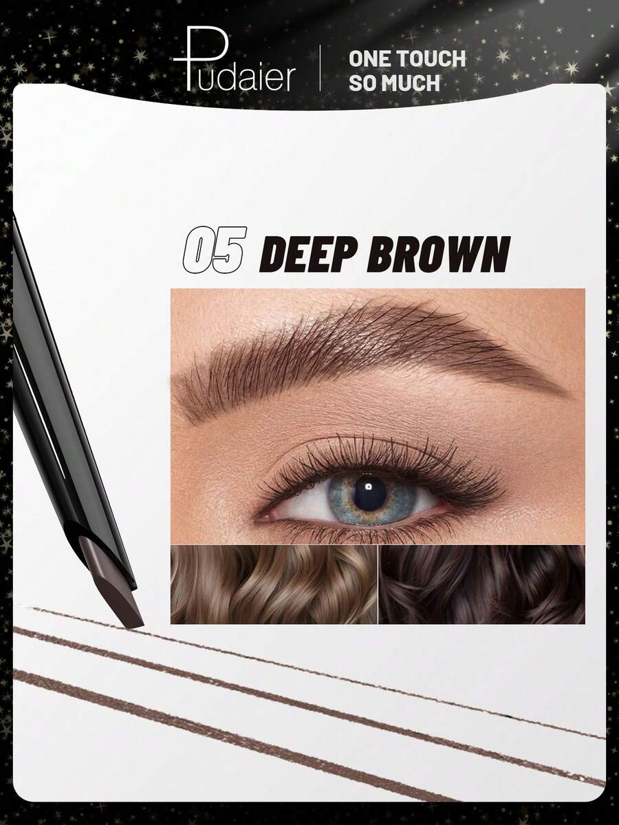 Pudaier Ultra-Fine Eyebrow Pencil - Waterproof, Sweat-Resistant, Non-Clumping, Smooth Application, Built-In Eyebrow Brush, Creates Natural And Refined Wild Eyebrow Shape - #05 - View 1
