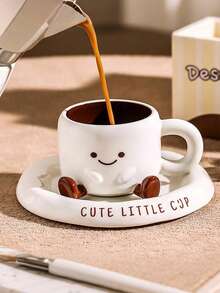 1 Set Cute Doll Feet High-Quality Cup & Saucer, Adorable Milk Cup, Ceramic Water Mug, Office Coffee Cup, Gift, Couple Coffee Cup & Saucer - Multicolor - View 6