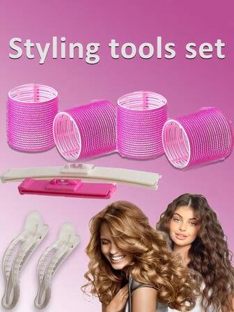 8pcs 2 Transparent Duckbill Hair Clips 2-Piece Set Of Hair Styling Tools, 4 5.5cm Rose Red Curling Irons Bangs Artifact Bangs Set Hair Tail Ruler Bangs Set Trimming Ruler Bangs Hair Tail Set Large Size Grab Clip Duckbill Clip Female Hair Clip With High Hair Volume, Straight Clip At The Back Of The Head, Transparent Hair Clip Headband, Hair Clip Hair Bun Clip