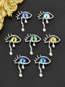 5个/包 复古银色邪眼美甲饰品，欧美风格邪眼猫眼美甲装饰 万圣节3D美甲饰品 个性化美甲用品