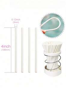 300pcs/Pack White Disposable Paper Lollipop Sticks, Suitable For Cakes, Lollipops, Hard Candies, Suction Cups, Chocolate Crafts And Home Kitchen Use, Christmas - Multicolor - View 2