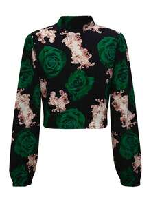 Ditsy Floral Long Sleeve Blouse, Fashionable For Commuting Vacation Spring - Multicolor - View 8