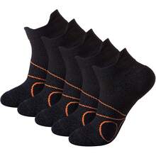 Calcetines de compresión para correr y hacer senderismo de corte bajo, a prueba de ampollas, resistentes al sudor y al olor, acolchados para hombres de Pauboland - Paquete de 5 negro - Ver 10