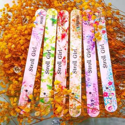 6 Pieces Of Multi-Faceted Colorful Flower Nail Files And Polishers, Flower Flower Pattern Sandpaper Nail Trimming Tools, 80-320 Grit Professional Nail Tools For Natural And Artificial Nails, Nail And Foot Repairs, Wear-Resistant, Non Sanding, Waterproof, Suitable For Home/Nail Salon Use