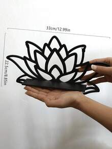 1pc Black Wooden Lotus Shaped Wall Hanging Decor Rack, Boho Style, Ideal For Meditation And Home Decor. This Wall Mounted Shelf Can Be Used To Display Crystals And Decorative Items, Suitable For Walls In Home, Bedroom, Living Room And More. - Black (flat Stand) - View 10