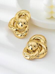 1 Pair Fashionable Minimalist Asymmetrical Geometric Wrap Clip-On Earrings, Gift For Women, Mother's Day