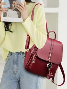 Anti-Theft PU Leather Backpack, Women's Wallet, Multifunctional Fashion Everyday Bag, Multi-Pocket Lightweight Travel Bag, Large Capacity Minimalist Backpack, Convenient Backpack, Suitable For Students, Nurses, Teachers, Business Professionals, Travel, Commuting, Shopping, Office, Dating, Hiking, Training, Work, Birthday Gift, Holiday Gift, Backpack - Multicolor - View 10