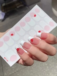 2 miếng dán móng tay màu hồng chủ đề Ngày Valentine, họa tiết trái tim và môi - Miếng dán móng tay tự dính kiểu Pháp, tự làm móng phủ toàn bộ móng, phù hợp cho phụ nữ và bé gái tự làm móng tại nhà. - Nhiều màu - Xem 8