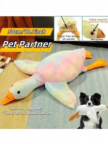 1pc Pack Soft Duck: Colorful Tie Dye Cat And Dog Plush Toys, Upgraded Version (Embroidered Eyes+No Zipper Design), Companion Dog, Washable Giant Cat And Dog Duck Toys, Soft Plush Toys, Dog Companion Toys, Pet Holiday Gifts, Halloween, Christmas! - Multicolor - View 14